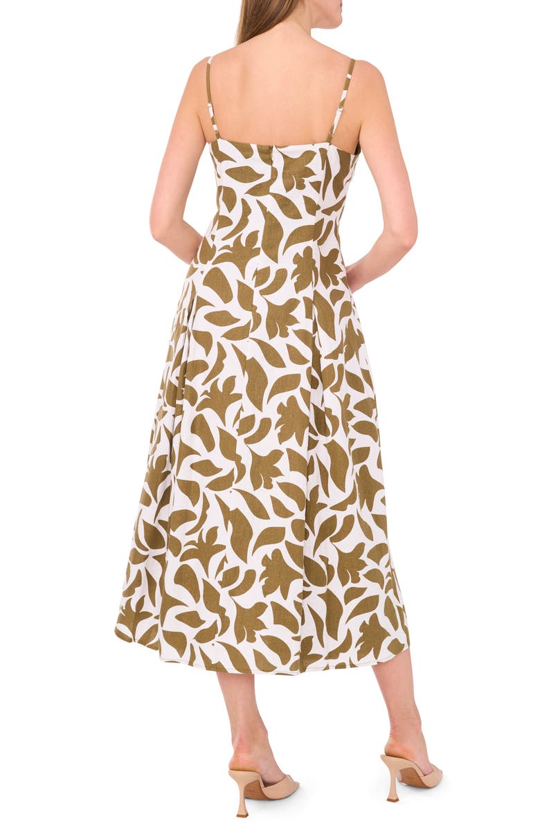 Halogen<sup>®</sup> Floral Godet Pleat Linen Blend Midi Sundress, Alternate, color,