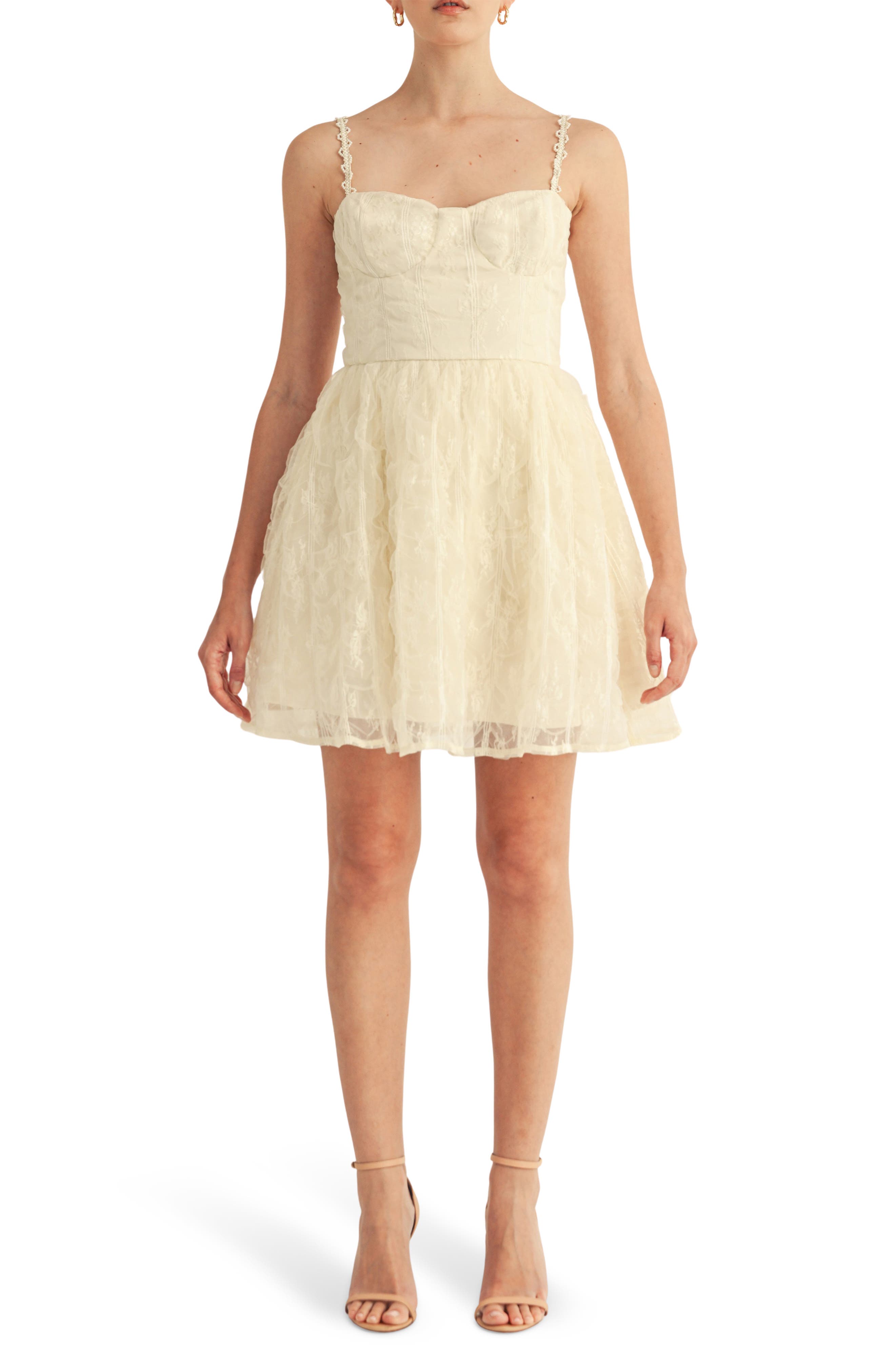 Arose Studio Love Bustier Fit & Flare Dress in Cream 