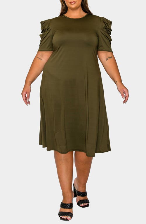 L I V D Aleyna Puff Sleeve A-line Dress In Green