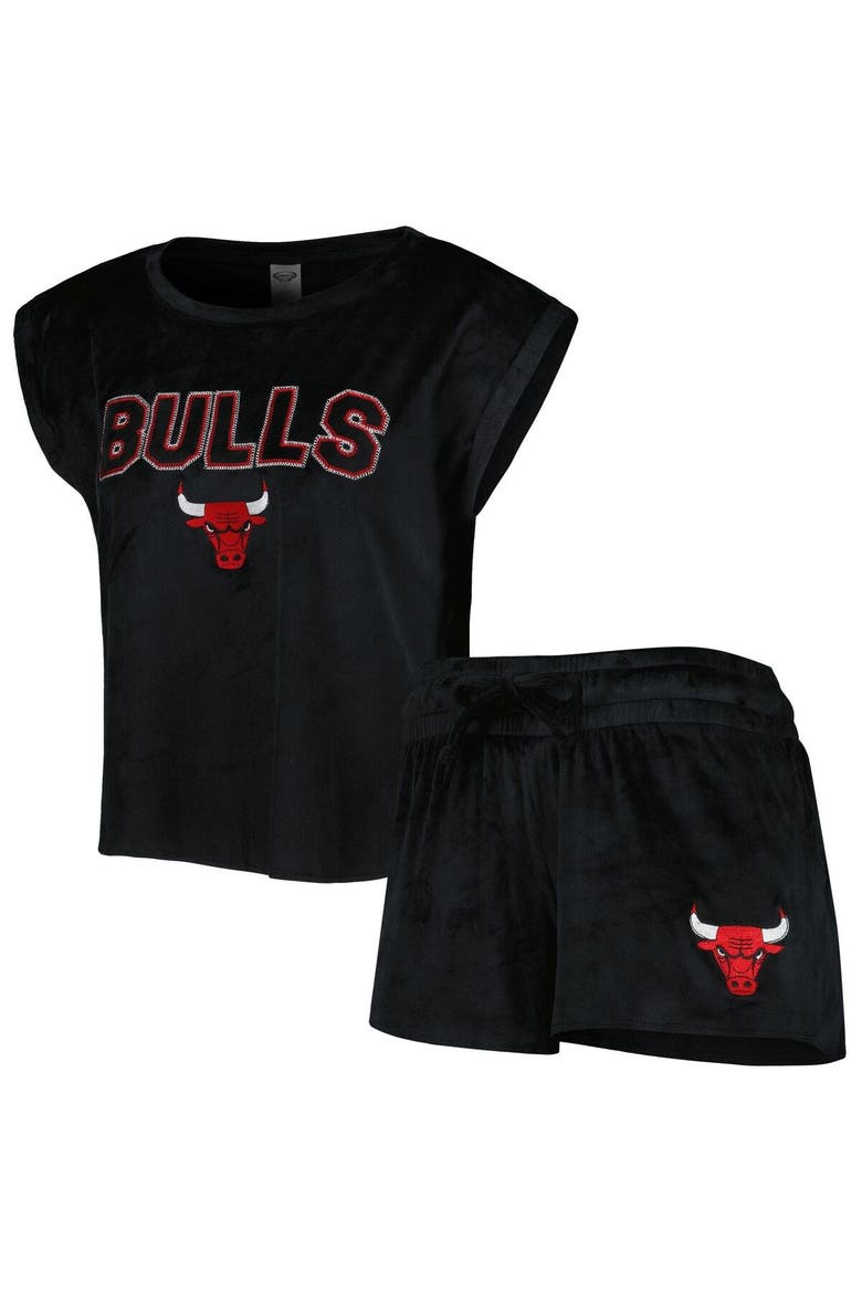 Women's Concepts Sport Black Chicago Bulls Intermission T-Shirt & Shorts Sleep Set, Main, color, Black