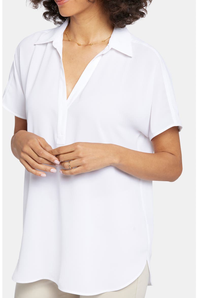 Becky Split Neck Woven Top, Alternate, color, OPTIC WHITE
