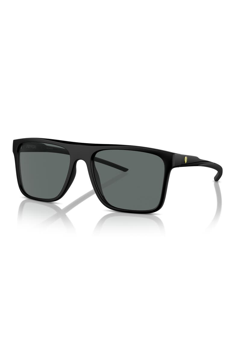 58mm Polarized Flat Top Sunglasses, Alternate, color, MATTE BLACK