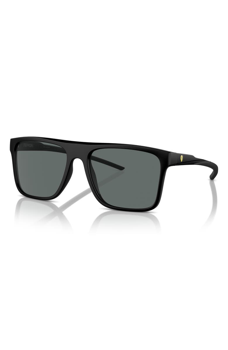 Scuderia Ferrari 58mm Polarized Flat Top Sunglasses, Alternate, color, Matte Black