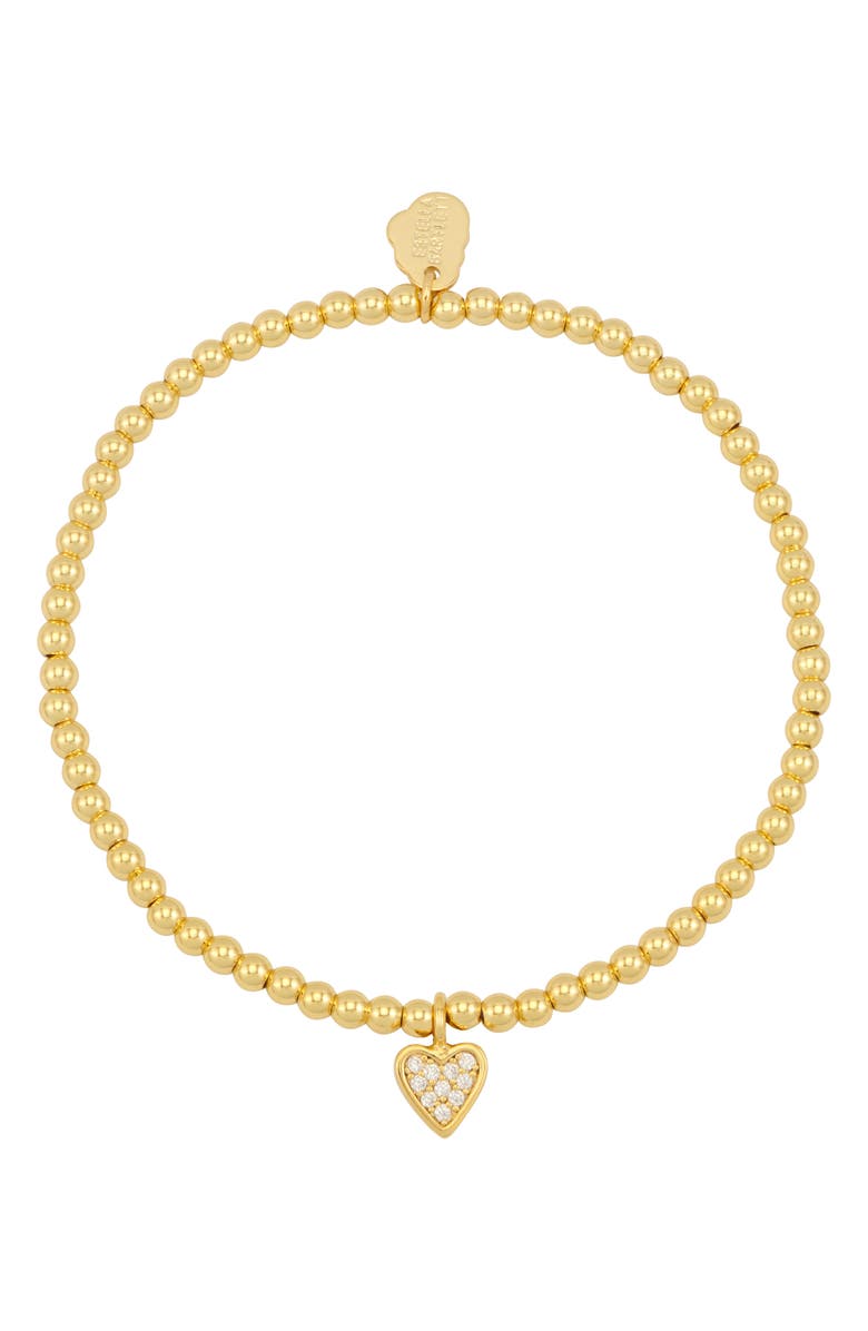Estella Bartlett Sienna Pavé Crystal Heart Beaded Stretch Bracelet, Alternate, color, Gold