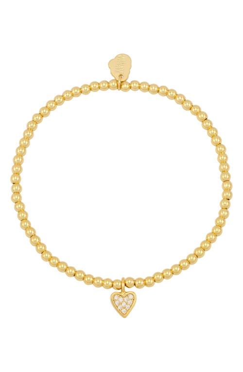 Estella Bartlett Sienna Pavé Crystal Heart Beaded Stretch Bracelet In Gold