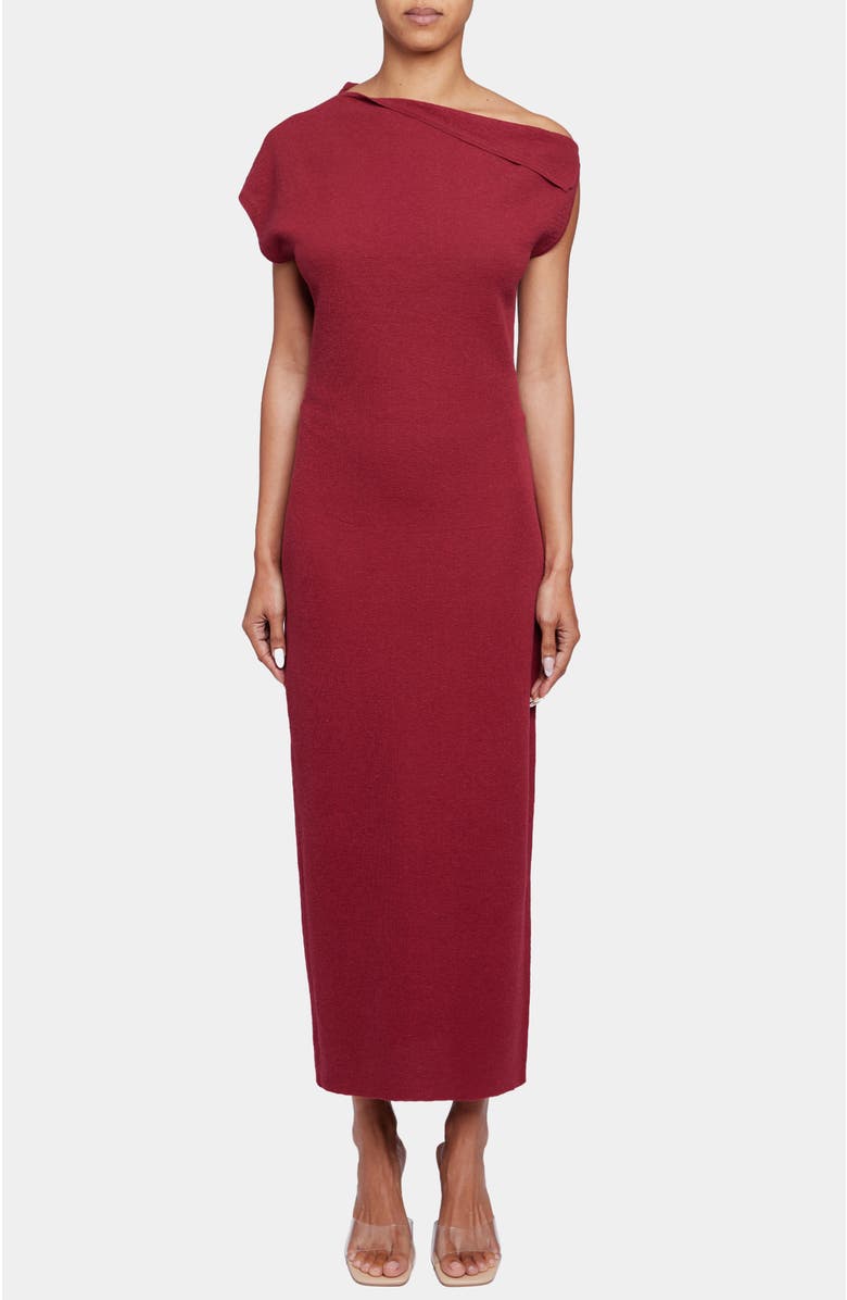 Santorelli IMOGEN Off-Shoulder Bodycon Midi Knit Cotton Dress, Main, color, Cherry Cola