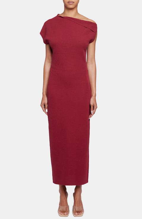 IMOGEN Off-Shoulder Bodycon Midi Knit Cotton Dress