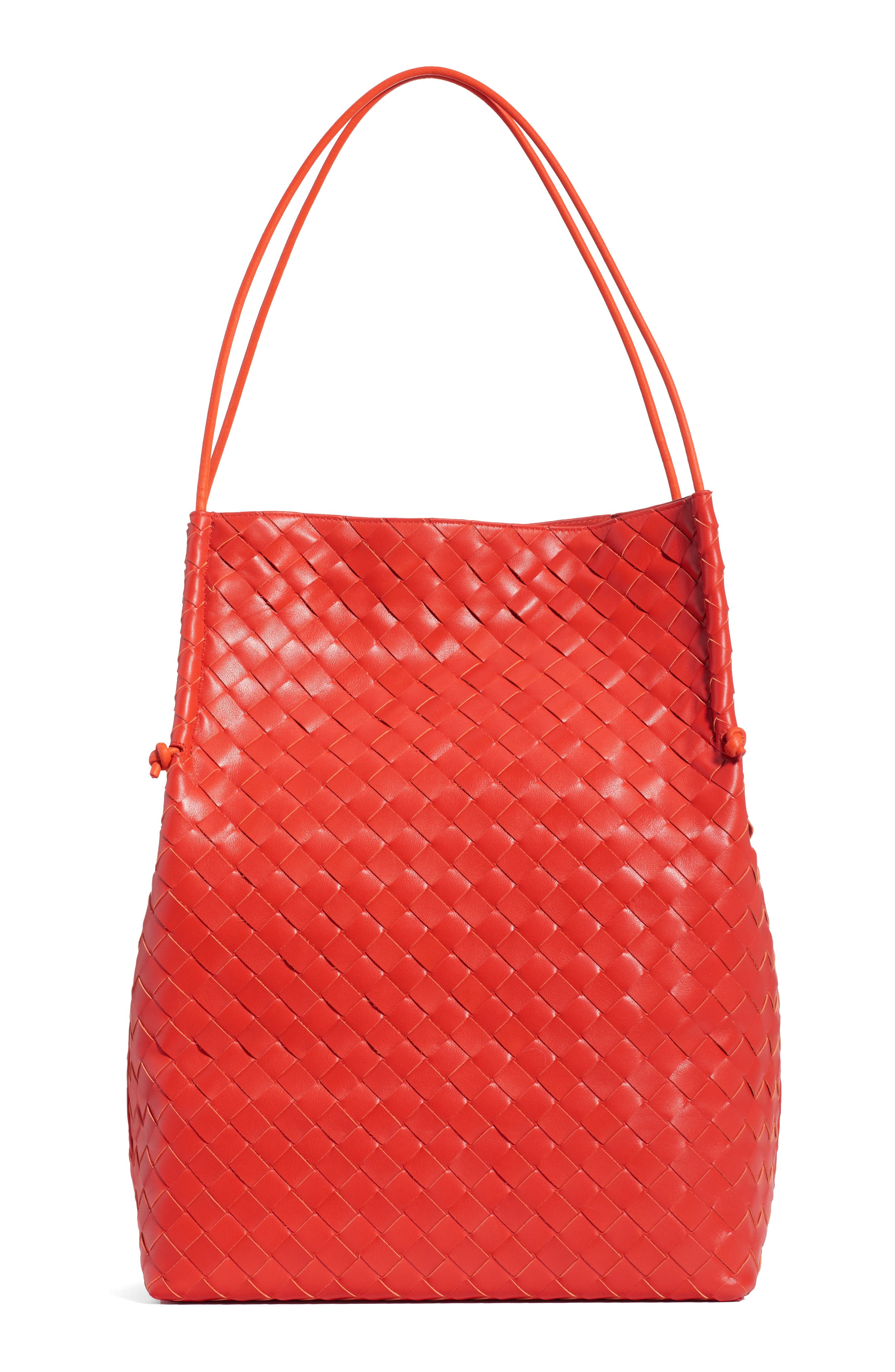 Intrecciato North/South Leather Tote, Main, color, NAIL POLISH