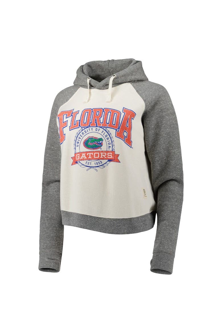 Women's Pressbox Cream/Heather Gray Florida Gators Cody Tri-Bend Raglan Pullover Hoodie, Alternate, color, White