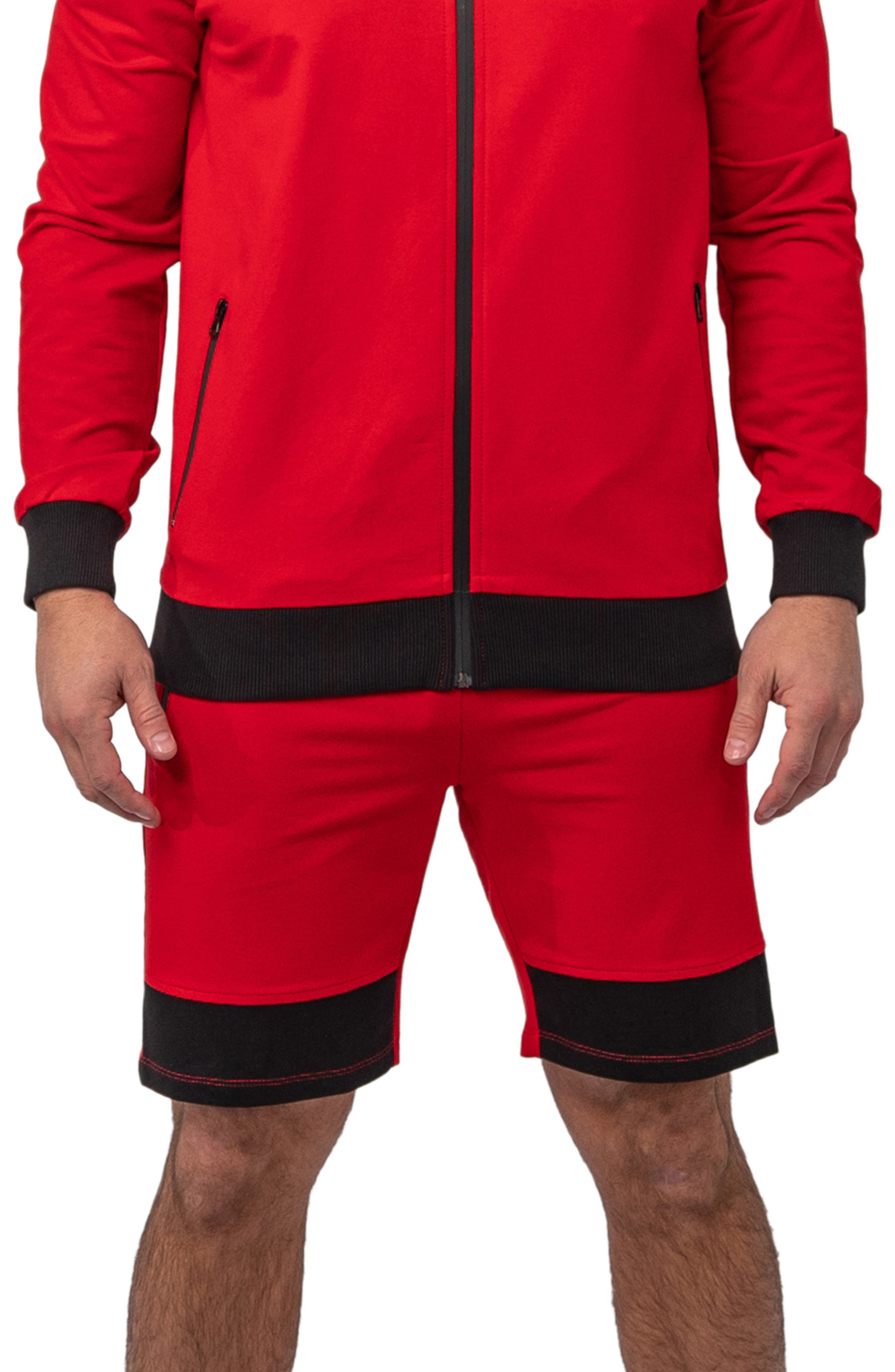 Maceoo Level Platform Red Stretch Cotton Shorts