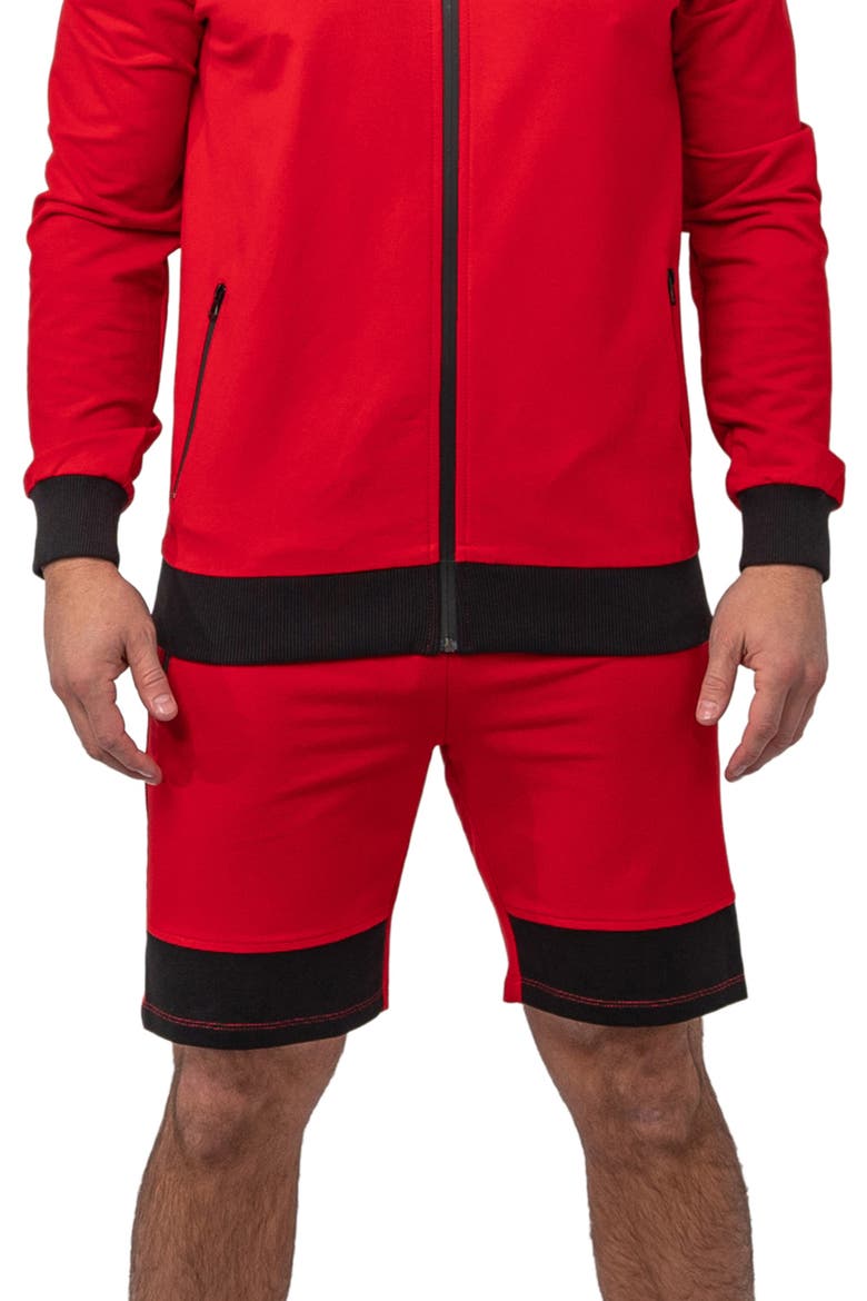 Level Platform Red Stretch Cotton Shorts, Main, color, RED