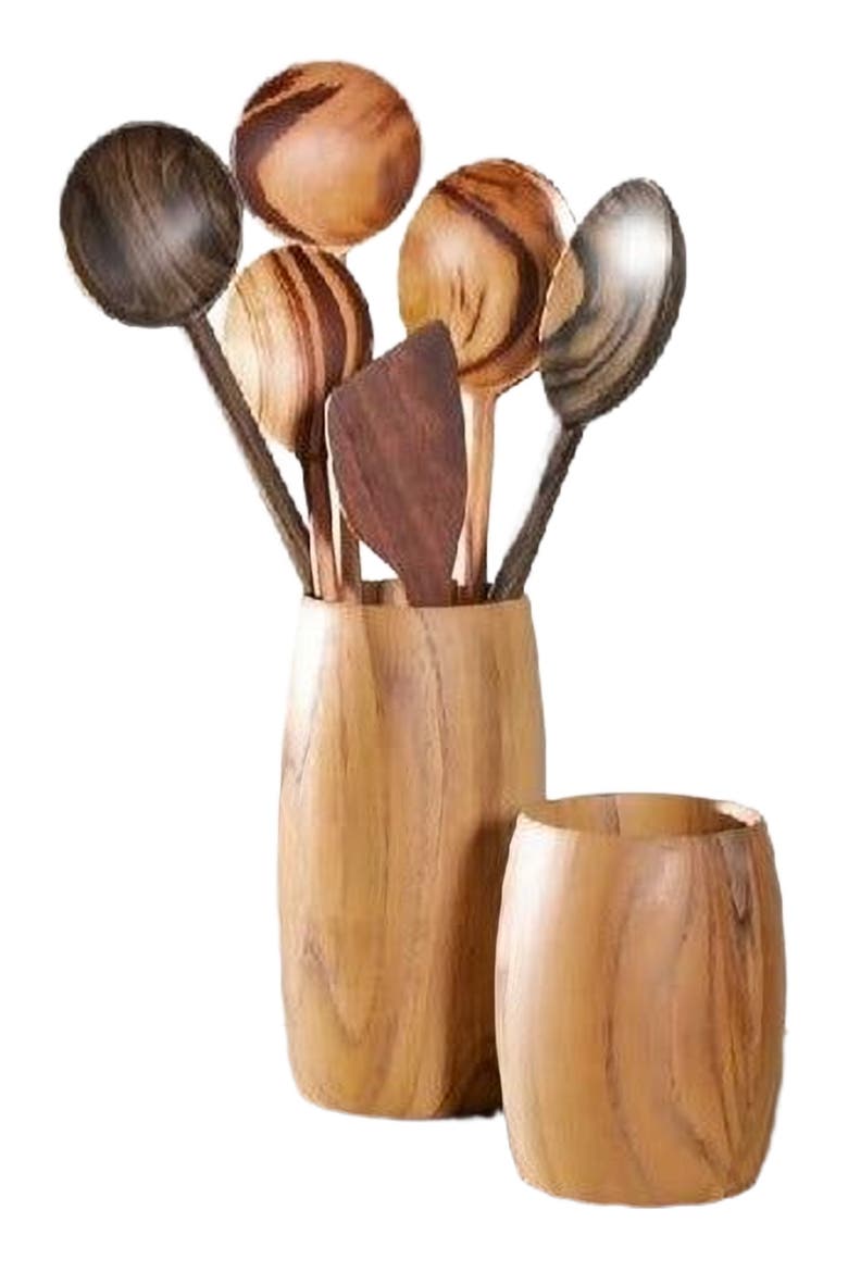 Teak Utensil Holder, Main, color, Brown