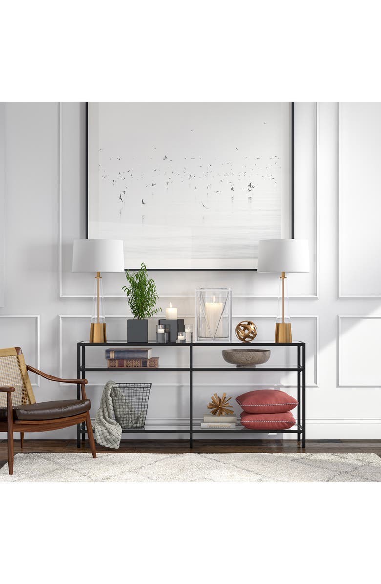 HUDSON AND CANAL Vivien Clear Glass and Brass Table Lamp, Alternate, color, 