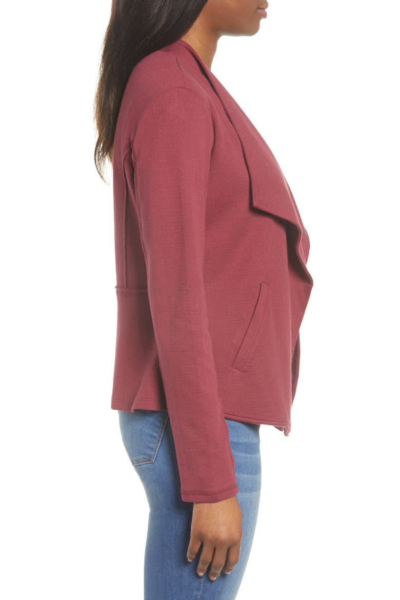 Drape Collar Knit Blazer, Alternate, color, RED CORDOVAN