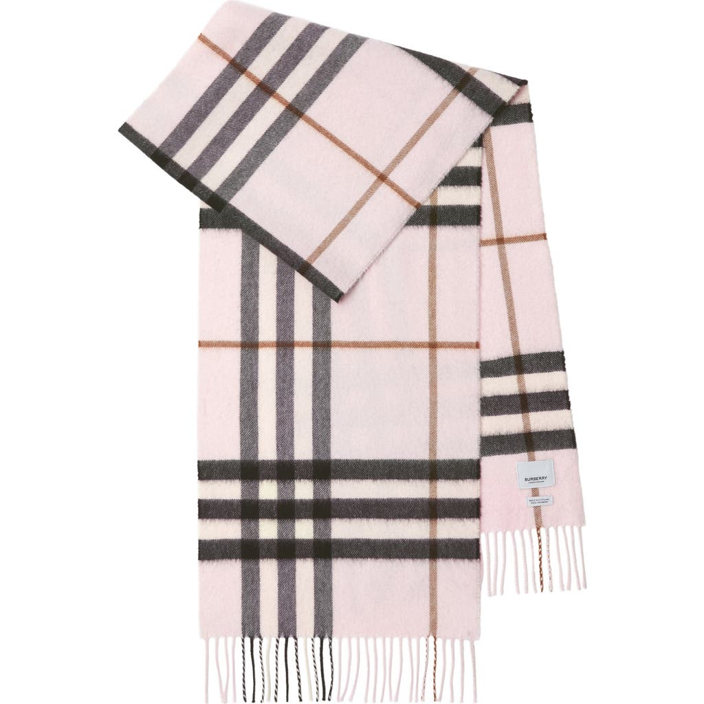 Shop Burberry Check Cashmere Scarf In Pale Candy Pink