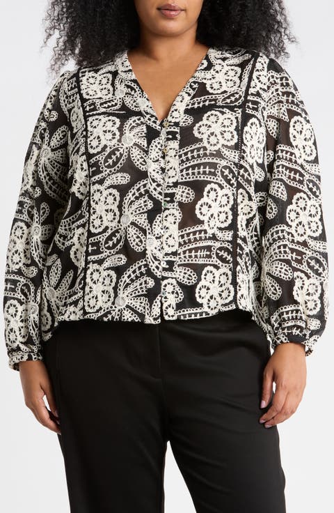 Eyelet Buttoned Top