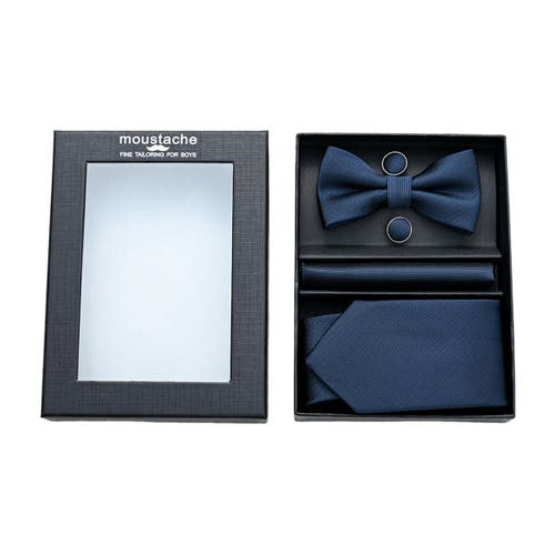 Moustache Four-piece Tie Set In Navy Blue