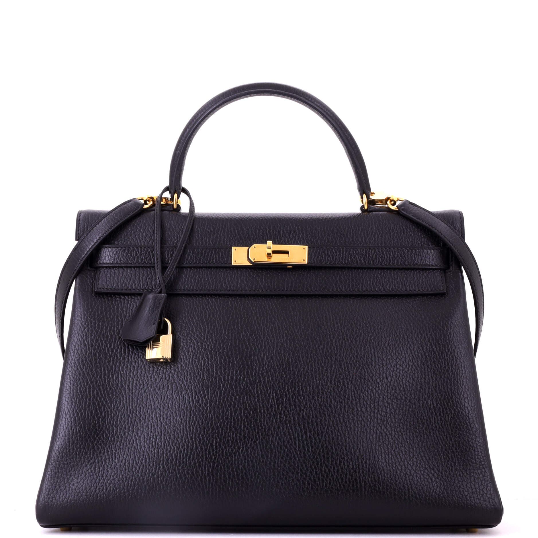 Kelly Handbag Black Ardennes with Gold Hardware 35, Main, color, Black