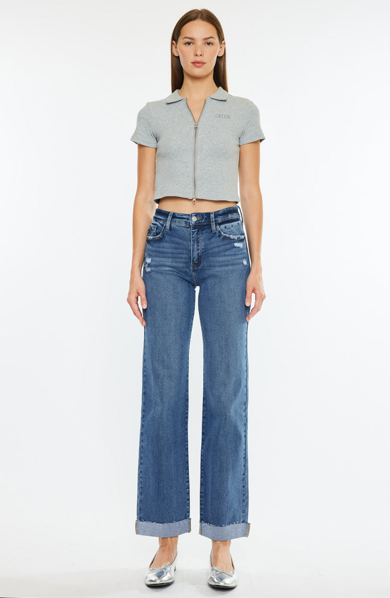 KanCan Trinity Essentials High Rise True Straight Jeans, Main, color, Dark Wash