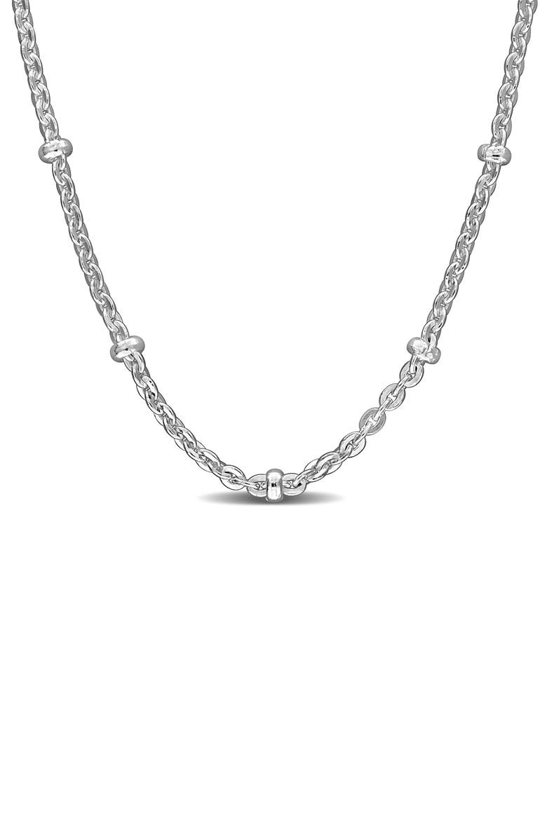 Saturno Bead Station Necklace, 2.1mm, Main, color, SILVER