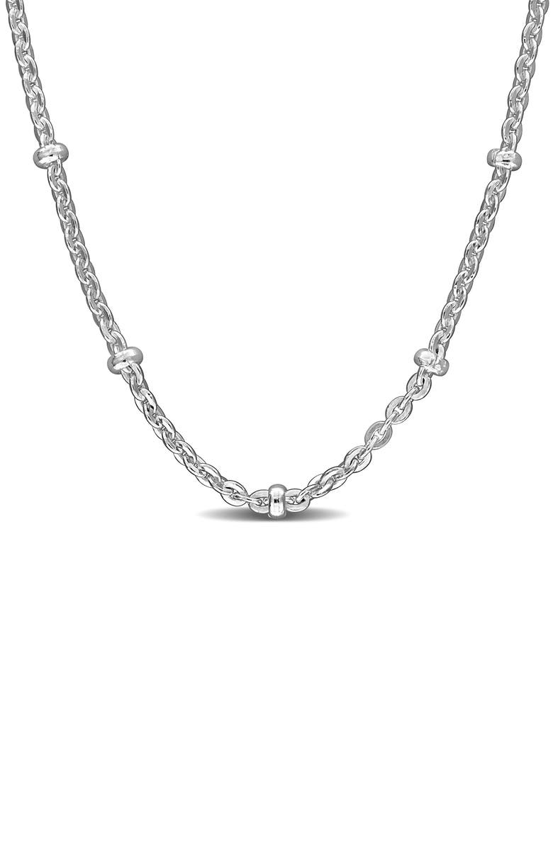 DELMAR Saturno Bead Station Necklace, 2.1mm, Main, color, Silver