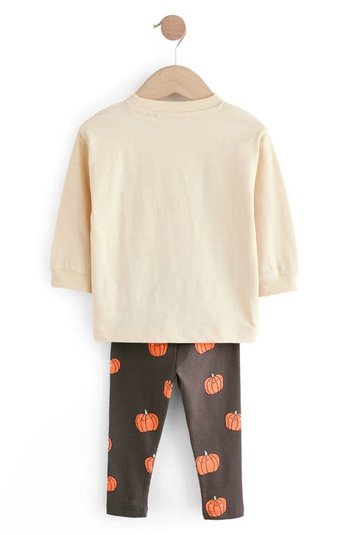 Next Kids' Pumpkin Long Sleeve T-shirt & Leggings Set In Neutral