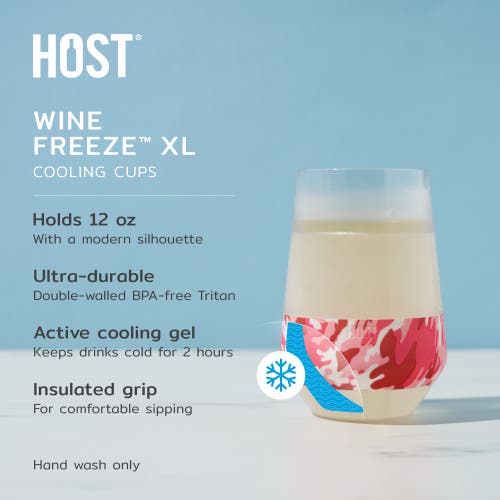 Host Wine Freeze Xl Cooling Cup Set Of 2 In Pink Camo
