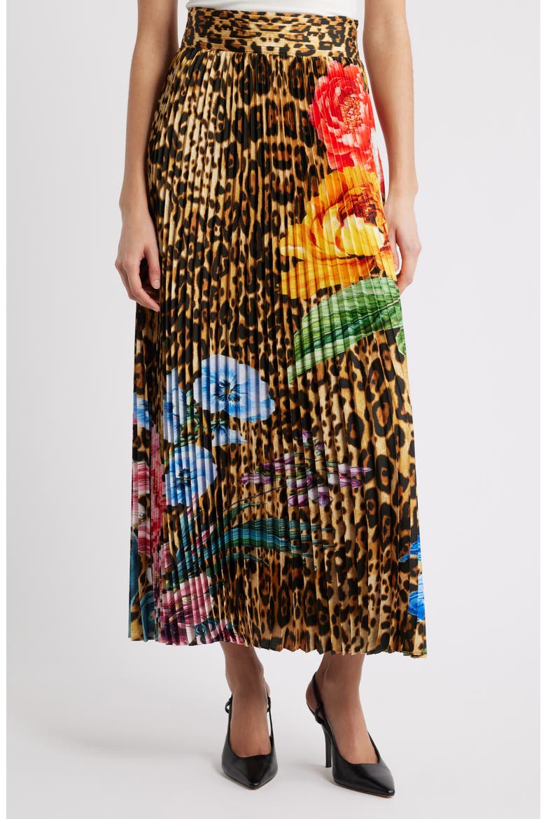 The Louise Sahara Desert Print Pleated Satin Midi Skirt, Main, color, SAHARA DESERT PRINT