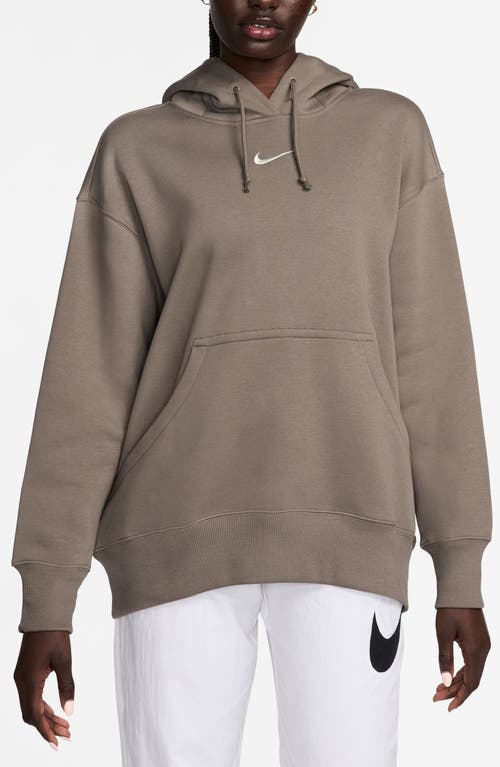 Nike Sportswear Phoenix Oversize Fleece Hoodie In Mink Brown/sail