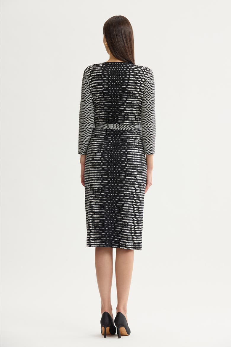 Monochrome Soft Knit Midi Wrap Dress, Alternate, color, Black/Ivory