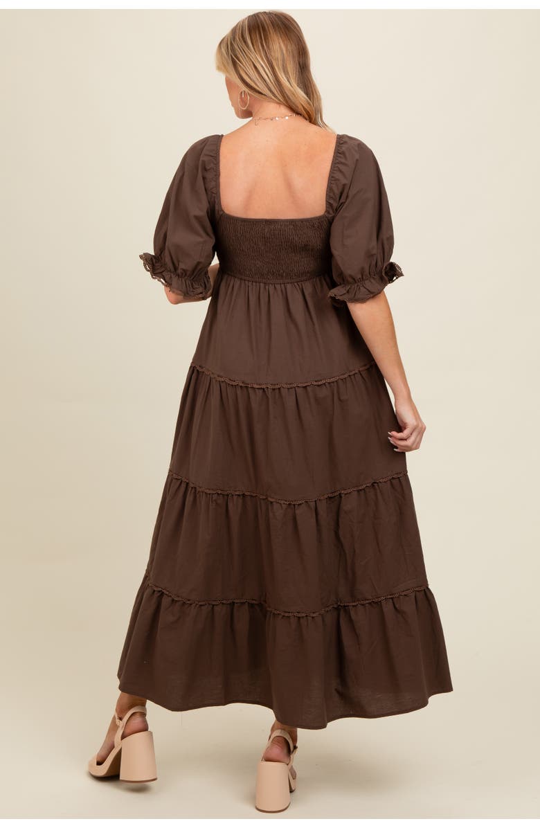 PinkBlush Deep V-Neck Tiered Maxi Dress, Alternate, color, Brown