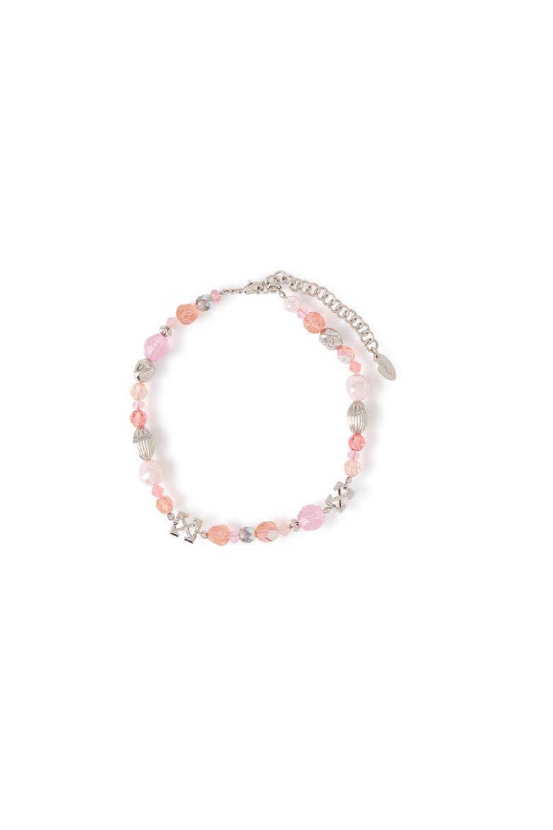 Arrow Charm Mixed Bead Choker in Pink, Main, color, Blush Multi / Silver