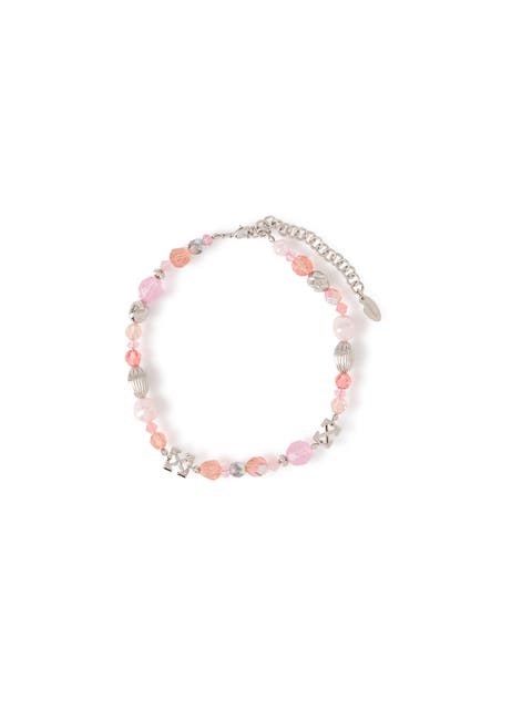 Arrow Charm Mixed Bead Choker in Pink