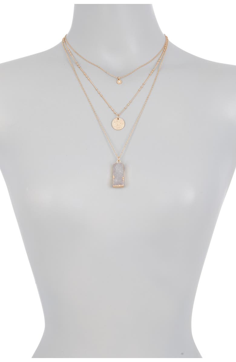 Melrose and Market Druzy Stone Pendant & Charm Layered Necklace, Alternate, color, 