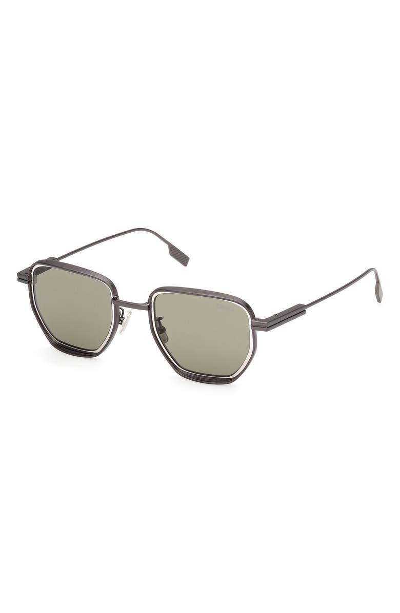 ZEGNA 49mm Geometric Sunglasses, Alternate, color, Matte Gunmetal