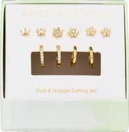 ARGENTO VIVO Pearl Flower Stud & Hoop Earrings Set