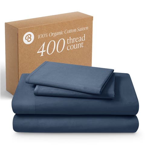 400 Thread Count Organic Cotton Sateen Bed Sheet Set by Bare Home