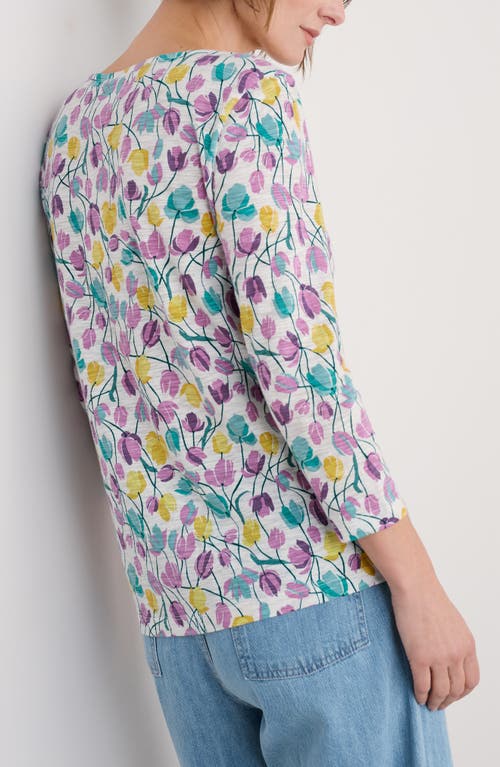 Seasalt Cornwall Gypsophilia Tulip Print Organic Cotton Top In Spring Tulips Chalk
