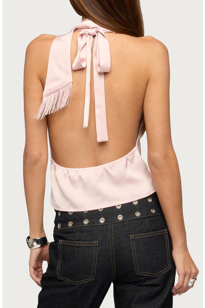Satin Effect Cowl Neck Scarf Top, Alternate, color, PINK