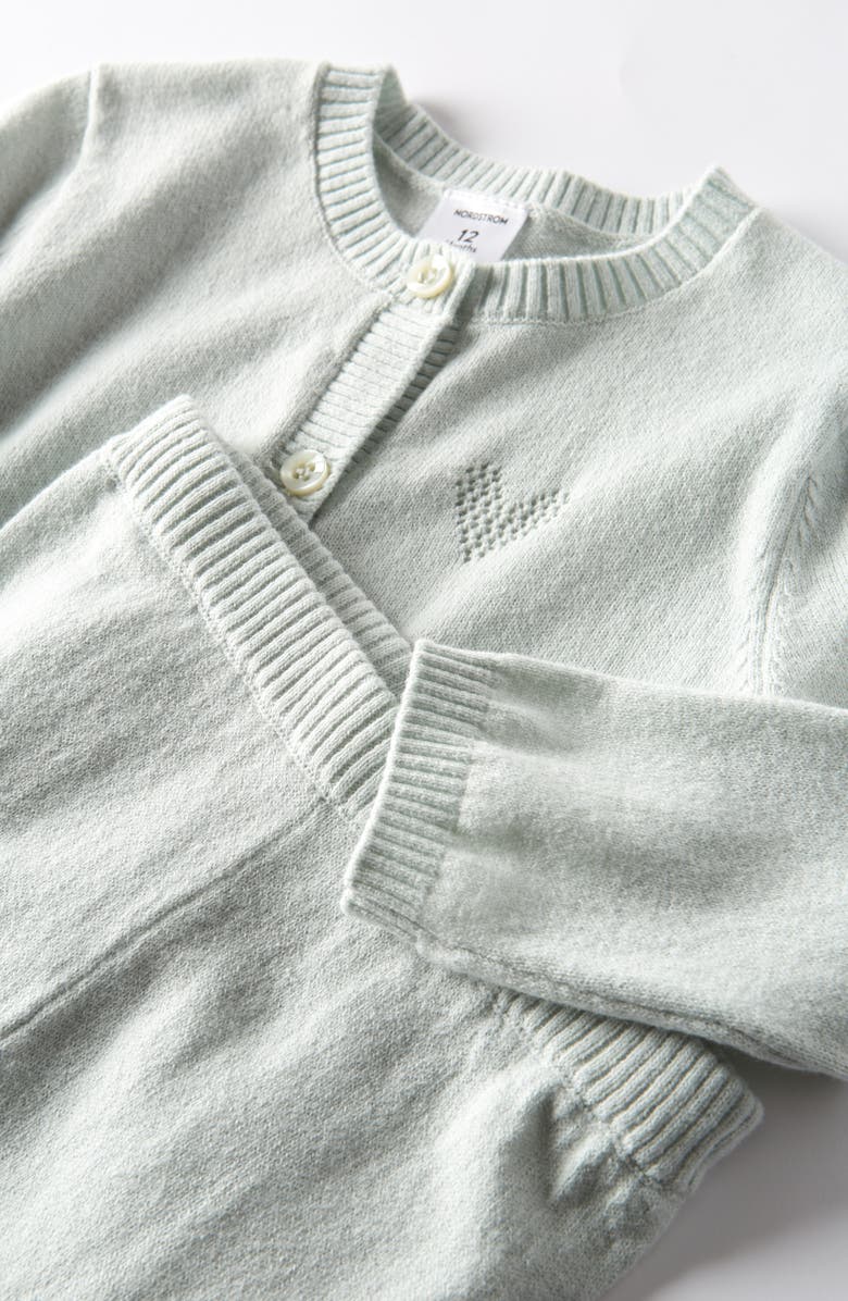 Nordstrom Pointelle Heart Cardigan 
Sweater Pants Set, Alternate, color, Green Hush