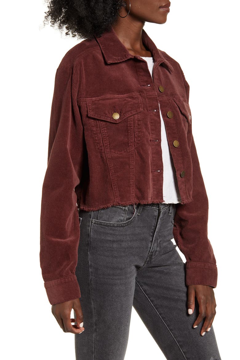 Boy Toy Corduroy Crop Trucker Jacket, Alternate, color, COCO BERRY