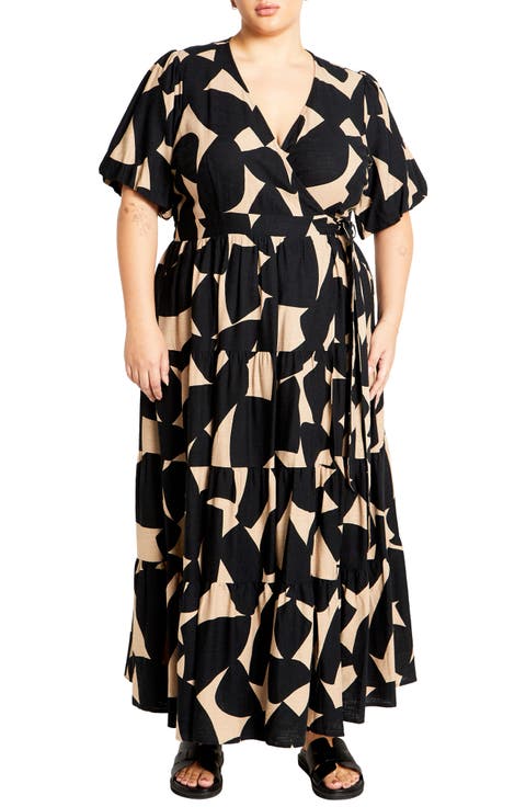 Lexi Print Faux Wrap Maxi Dress (Plus)