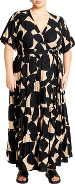 City Chic Lexi Print Faux Wrap Maxi Dress