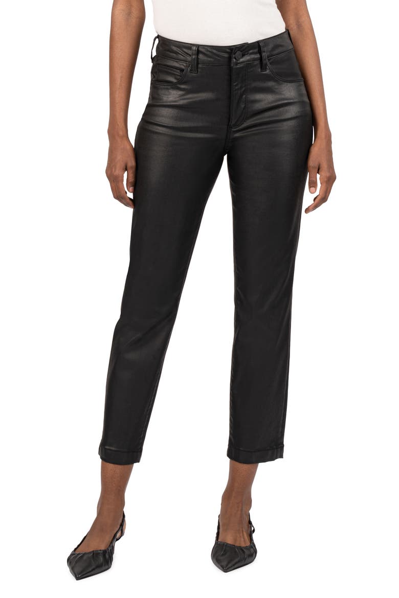Reese Coated Ankle Slim Straight Leg Jeans, Main, color, BLACK