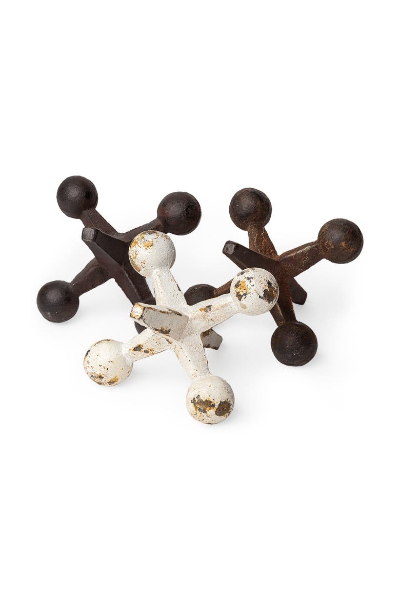 Jax Set of 3 8L x 7W Cast Iron Metal Jacks, Main, color, Brown
