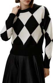Lilysilk Women's Round Neck Diamond Pattern Cashmere Sweater