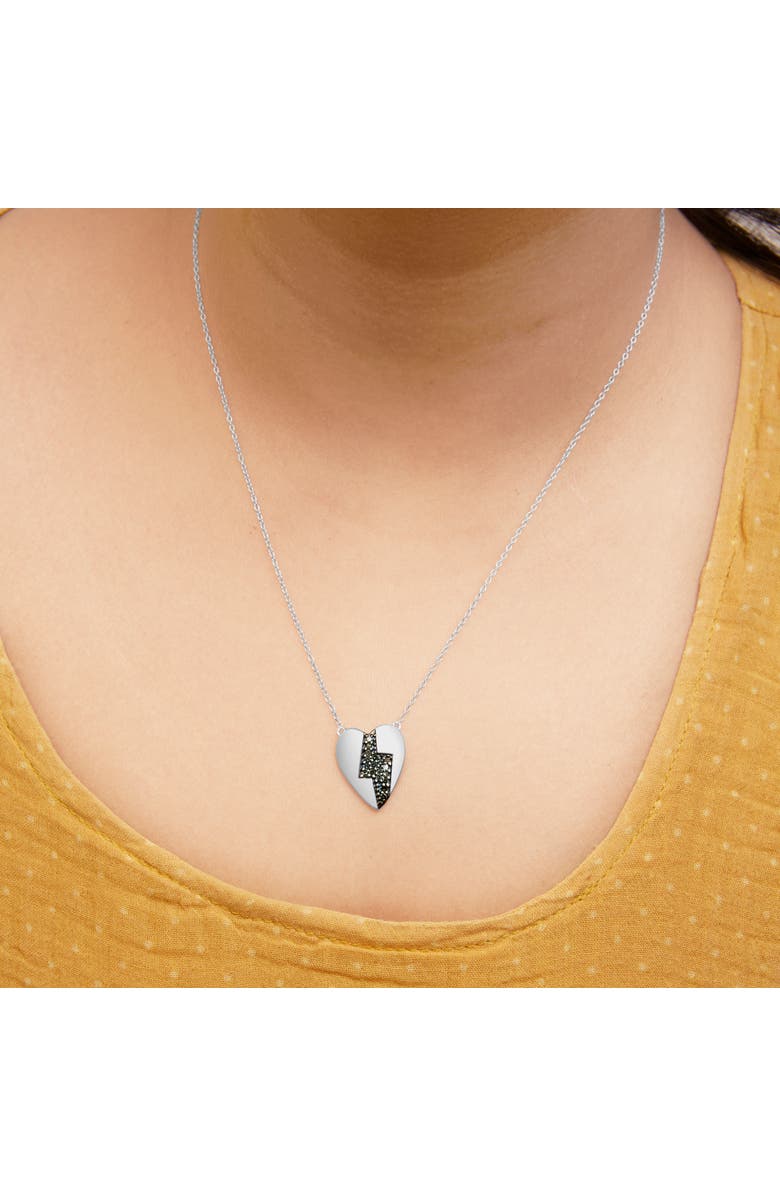 Haus of Brilliance 925 Sterling Silver 1/3 Blue Diamond Heart and Lightning Bolt Pendant Necklace, Alternate, color, White