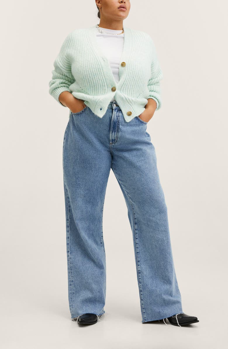 MANGO Ribbed Crop Cardigan, Alternate, color,