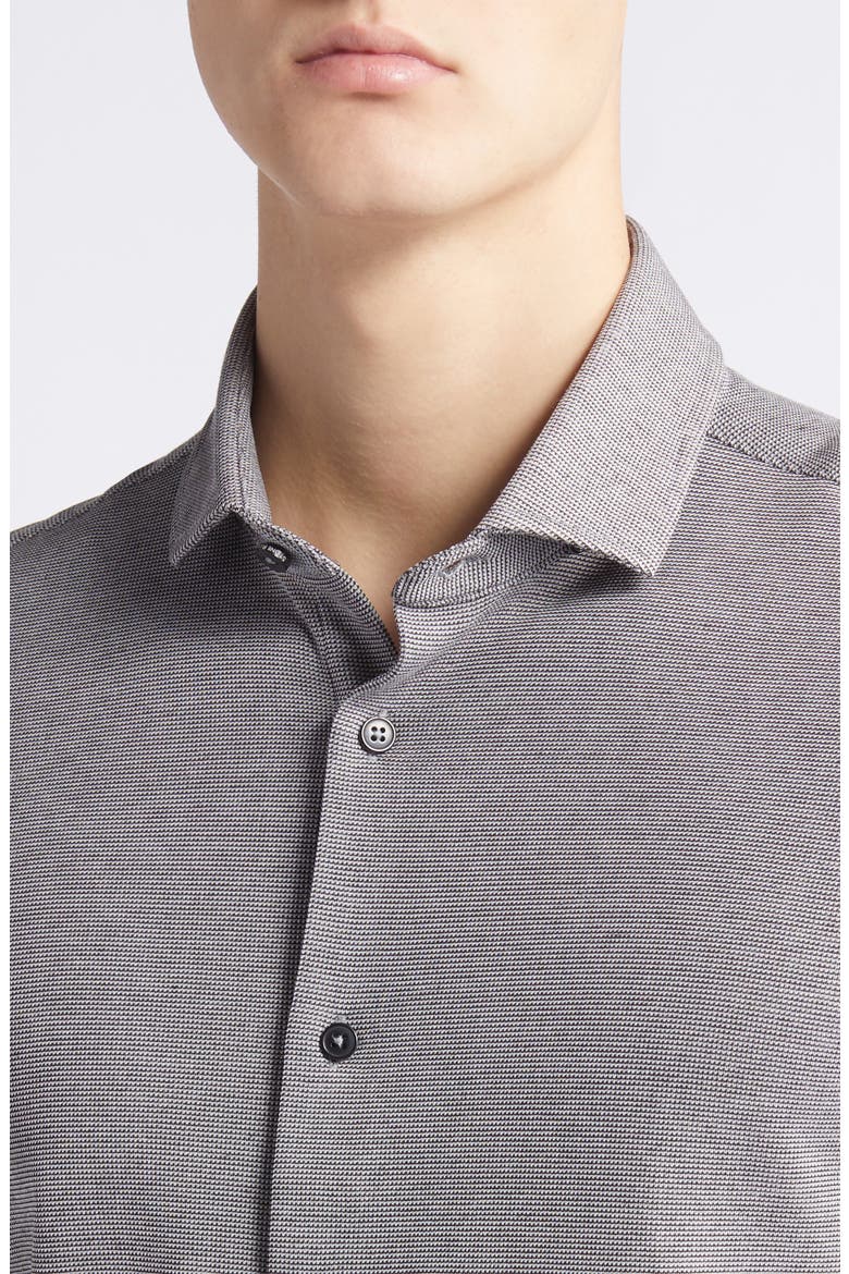 Solid Technical Piqué Knit Short Sleeve Button-Up Shirt, Alternate, color, BLACK