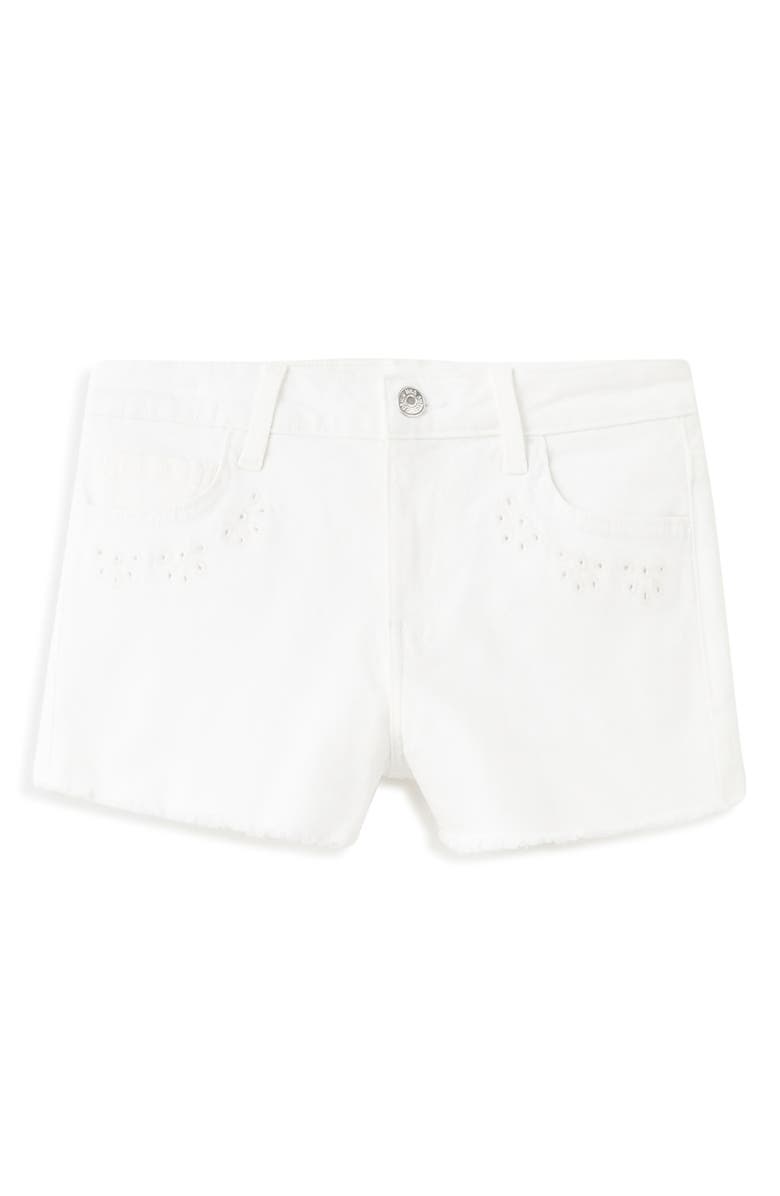 MANGO TEEN Embroidered Eyelet Detail Stretch Denim Shorts, Alternate, color, 